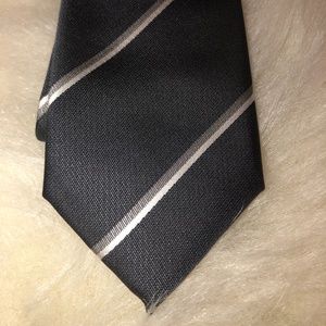 NEW Alfani Neptune Gray Black Stripe Skinny Tie